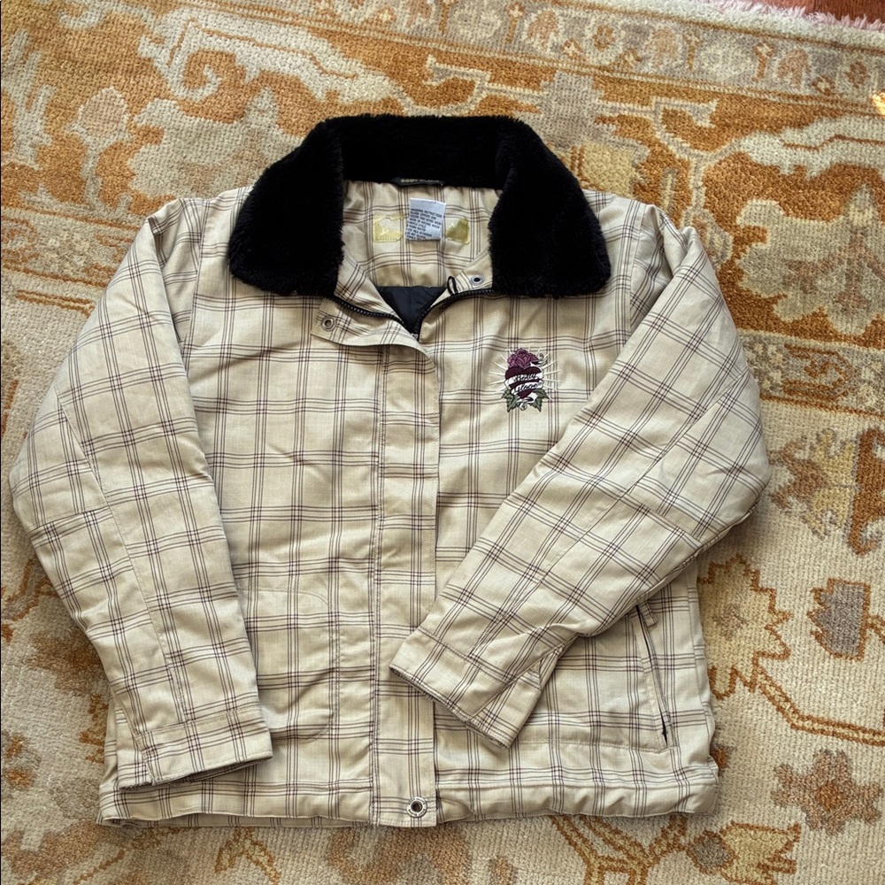 Body Glove Checkered Utility Jacket with Dark Collar